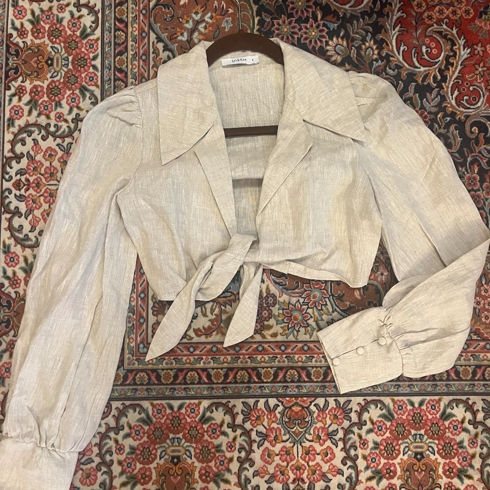 DISSH Cropped Linen Long Sleeve Top Never Worn